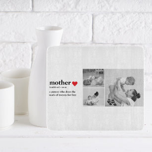 Modernes Collage Foto & Text Red Heart Mother Gift Schneidebrett