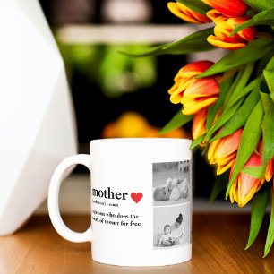 Modernes Collage Foto & Text Red Heart Mother Gift Tasse