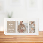 Modernes Collage Foto & We Liebe Vater Geschenke Holzkisten Schild<br><div class="desc">"Wir Liebe Vater" Geschenke sind nachdenklich und herzliche Geschenke, die die Liebe und Wertschätzung für Väter feiern. Diese Geschenke werden oft auf besonderen Anlässen wie zum Beispiel Vatertag, Geburtstag oder an jedem Tag, an dem du will, Dankbarkeit für die Liebe und Unterstützung deines Vaters zum Ausdruck zu bringen. Es gibt...</div>