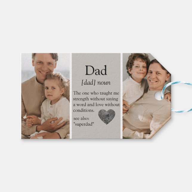Modernes Collage-Geschenk | Personalisierter Vater Geschenkanhänger (Vorderseite (Horizontal))