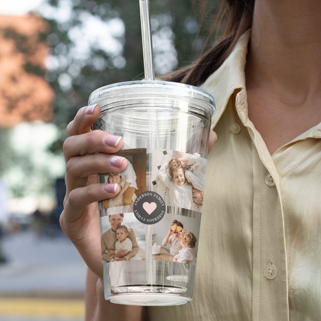 Modernes Collage Personalisiertes Familiengeschenk Acryltrinkbecher (Von Creator hochgeladen)