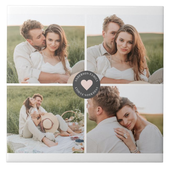 Modernes Collage Personalisiertes Familiengeschenk Fliese (Vorderseite)