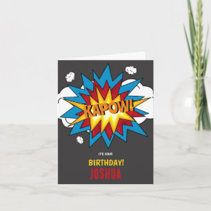 Modernes Comic Buch KAPOW Pop Geburtstag Karte