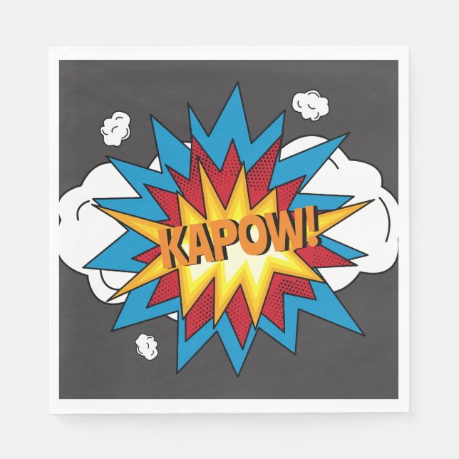 Modernes Comic Buch KAPOW Pop Kunst Serviette (Vorderseite)