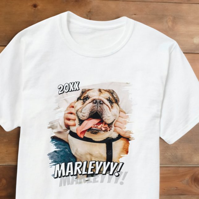 Modernes Comic Einfaches Cooles Grunge Custom Pet  T-Shirt (Von Creator hochgeladen)
