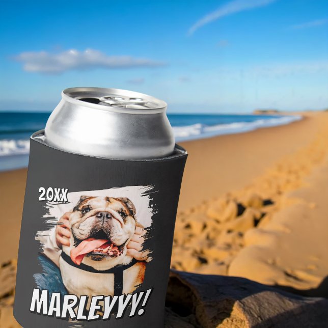 Modernes Comic Einfaches Grunge Custom Pet Foto Dosenkühler (Von Creator hochgeladen)