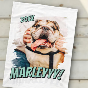 Modernes Comic Einfaches Grunge Custom Pet Foto Fleecedecke
