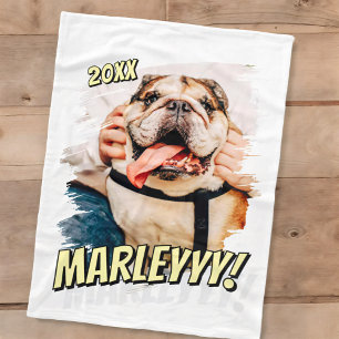 Modernes Comic Einfaches Grunge Custom Pet Foto Fleecedecke