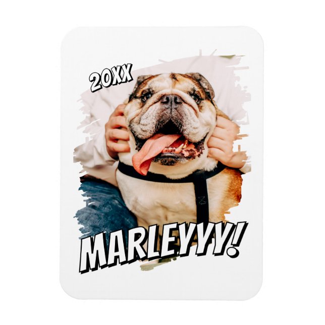 Modernes Comic Einfaches Grunge Custom Pet Foto Magnet