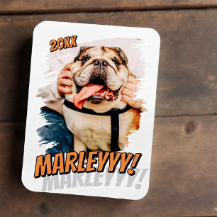 Modernes Comic Einfaches Grunge Custom Pet Foto Magnet