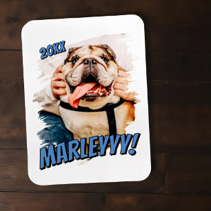 Modernes Comic Einfaches Grunge Custom Pet Foto Magnet