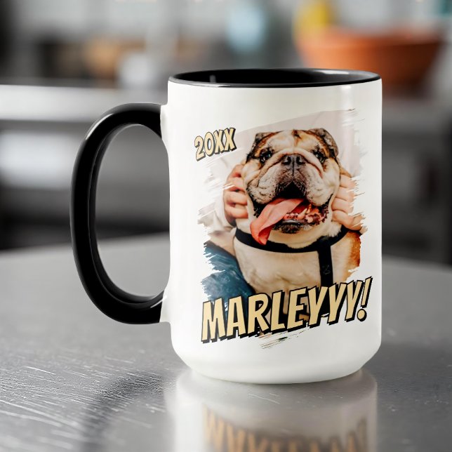 Modernes Comic Einfaches Grunge Custom Pet Foto Tasse (Von Creator hochgeladen)