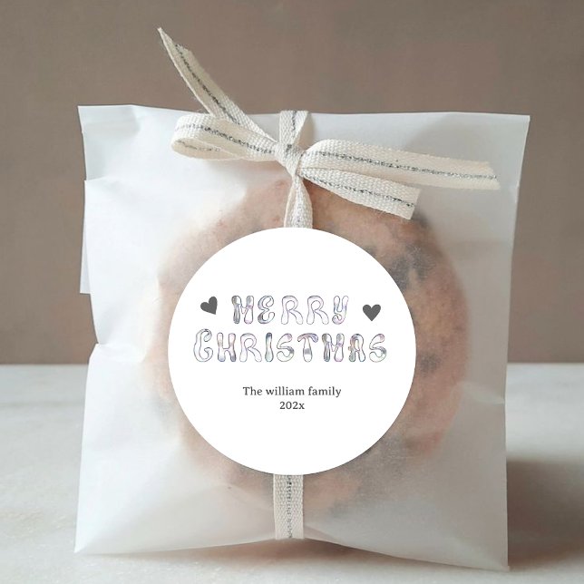 Modernes Comic in Schwarz und Weiß Frohe Weihnacht Runder Aufkleber (Von Creator hochgeladen)