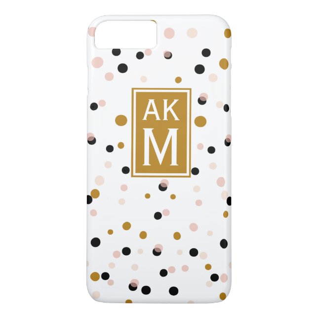 Modernes Confetti Dots Monogram iPhone 7 Plus Fall Case-Mate iPhone Hülle (Rückseite)