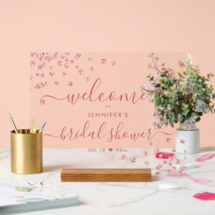 Modernes Confetti-Script-Brautparty Willkommen Blu Acrylschild