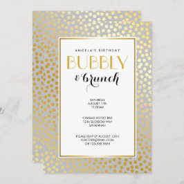 Modernes Confetti-Tupfen-Muster-Grau und Gold Einladung