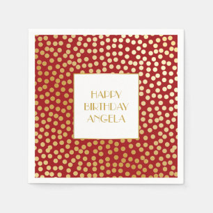 Modernes Confetti-Tupfen-Rot und Gold Serviette