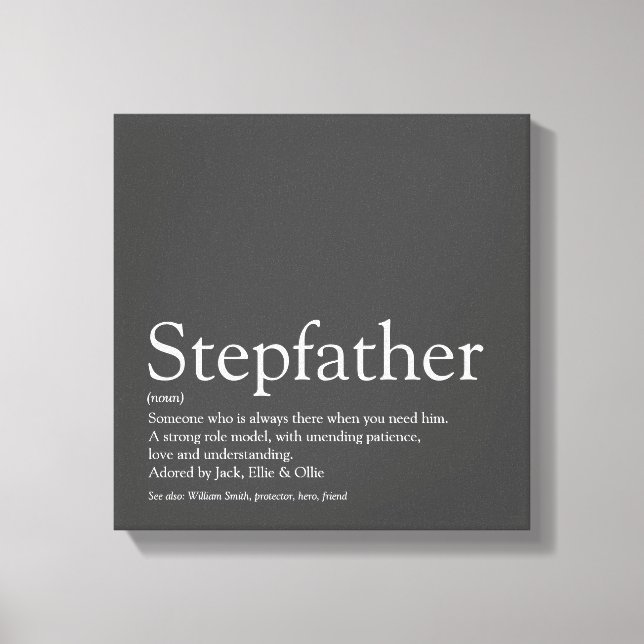 Modernes Cool-Grau Stepfather Stepdad Zitat Leinwanddruck (Vorderseite)