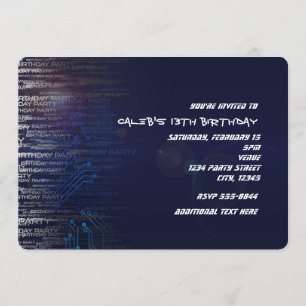 Modernes Cooles Birthday-Tech-Typografie-Party Einladung