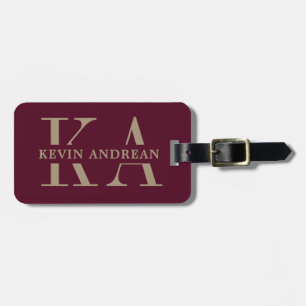 Modernes Cooles Burgundy Monogramm Gepäckanhänger