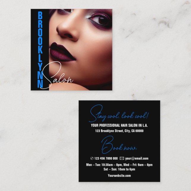 Modernes Cooles Foto Image Template Light Blue Slo Quadratische Visitenkarte (Vorne/Hinten)