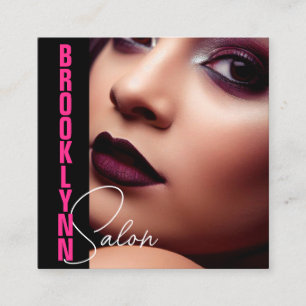 Modernes Cooles Foto Vorlage Girly Pink Slogan Quadratische Visitenkarte