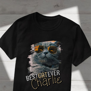 Modernes, Cooles Grunge Custom Pet Cat Foto T-Shirt