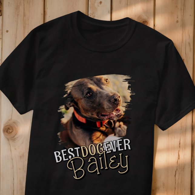 Modernes Cooles Grunge Custom Pet Dog Foto T-Shirt (Von Creator hochgeladen)