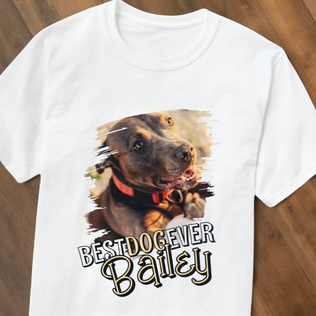 Modernes Cooles Grunge Custom Pet Dog Foto T-Shirt (Von Creator hochgeladen)