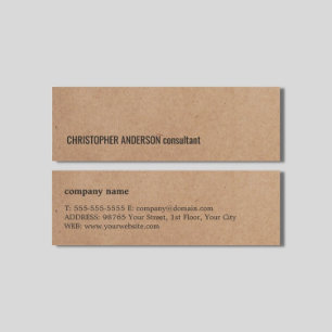 Modernes Cooles Kraft Paper Consultant Mini Visitenkarte