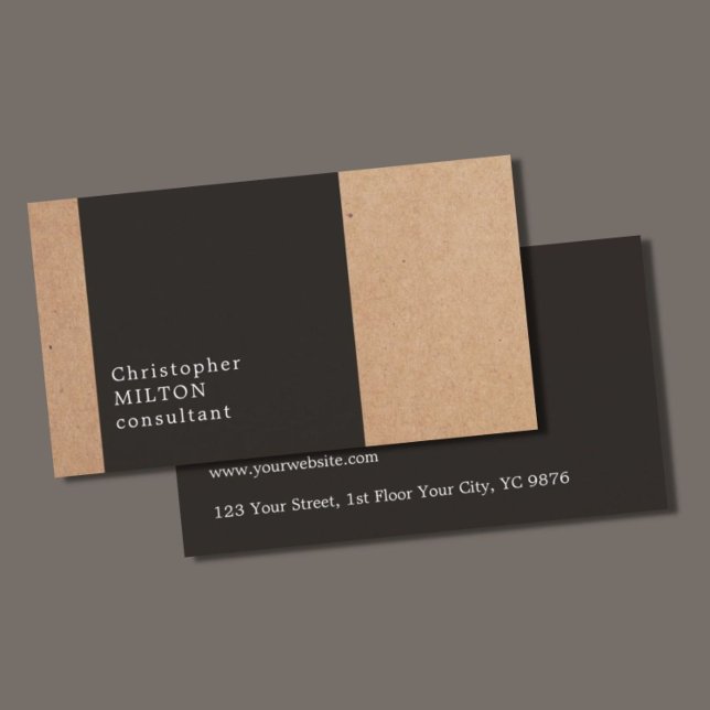 Modernes Cooles Kraft Paper Dark Gray Consultant Visitenkarte (Von Creator hochgeladen)