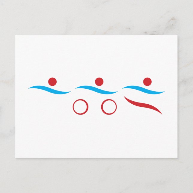 Modernes cooles Logo des Triathlon Postkarte (Vorderseite)