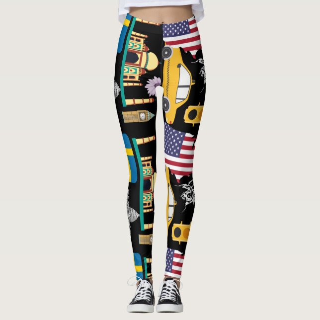 Modernes cooles Muster USA niedlich einzigartig st Leggings (Vorderseite)