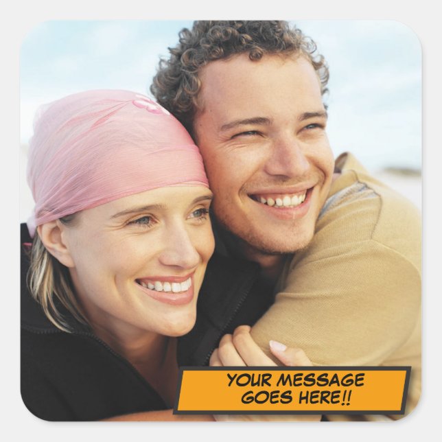 Modernes Cooles Personalisiertes Foto Quadratischer Aufkleber (Vorderseite)