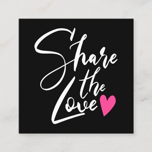 Modernes cooles Schwarz teilt die Liebe-Schrift-Ty Empfehlungskarte (Vorderseite)