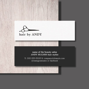 Modernes cooles Schwarz-weißes Schere-Haar Mini Visitenkarte