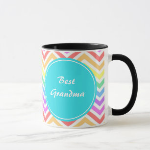 Modernes, cooles, trendy Regenbogen-Zickzack Monog Tasse