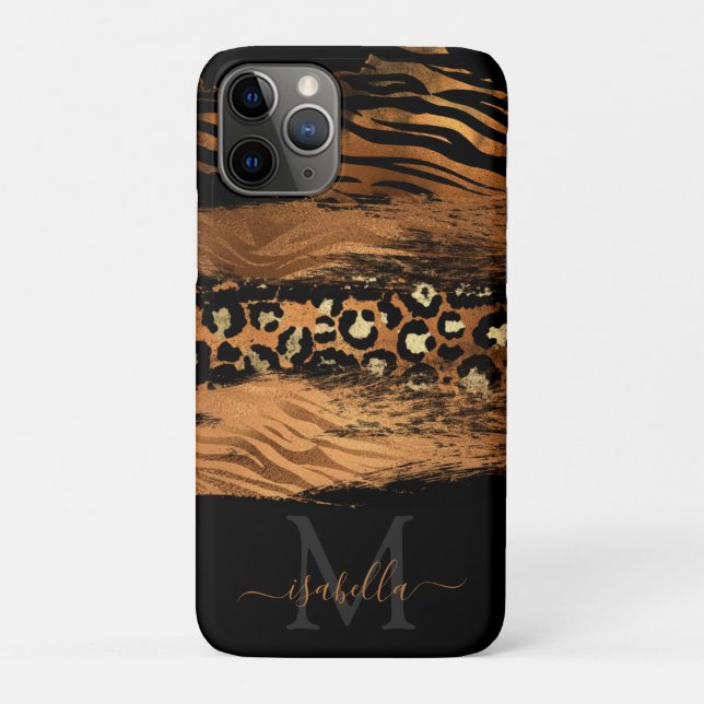 Modernes Copper-Glitzer Mit Monogramm Case-Mate iPhone Hülle (Rückseite)