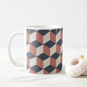 Modernes Coral Blue Geometric Muster Kaffeetasse