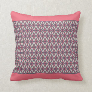 Modernes Coral Gray Ikat Muster Kissen