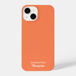 Modernes Coral Pink Orange Signature Mit Monogramm iPhone 14 Hülle