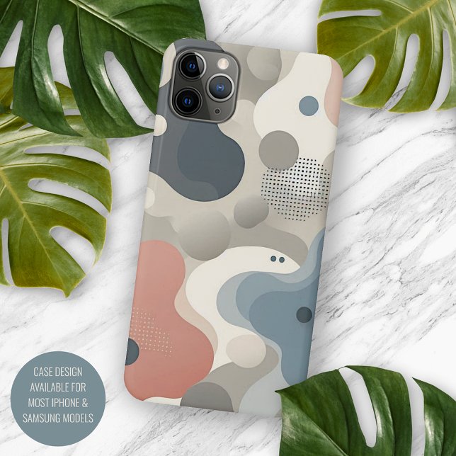 Modernes Coral Red Beige Grau Blue Art Muster Case-Mate iPhone Hülle (Von Creator hochgeladen)