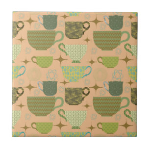 Modernes Coral Teacup aus der Mitte des Jahrhunder Fliese