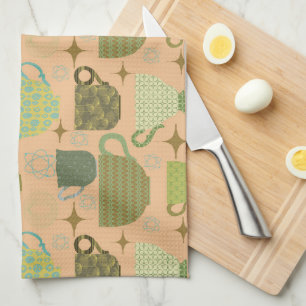 Modernes Coral Teacup aus der Mitte des Jahrhunder Geschirrtuch