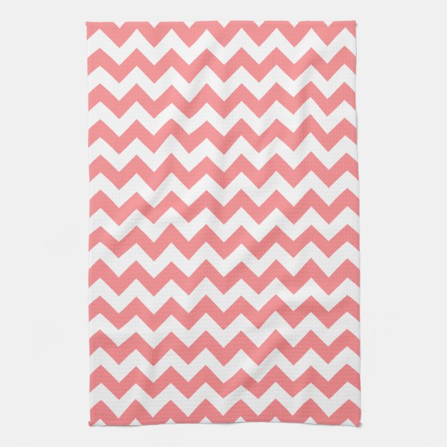 Modernes Coral und Zickzack Zigzag Muster Handtuch (Vertikal)