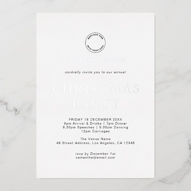 Modernes Corporate Text Weihnachten Party Luxus Re Folieneinladung (Vorderseite)