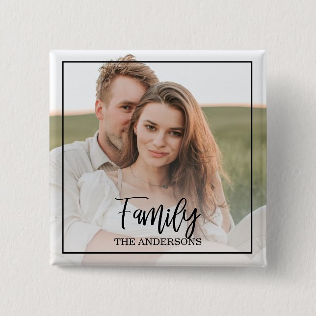 Modernes Couple Collage Foto & liebevolles Familie Button (Vorderseite)
