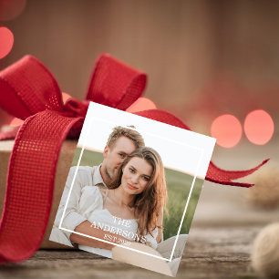 Modernes Couple Collage Foto & Minimal Familienges Geschenkanhänger