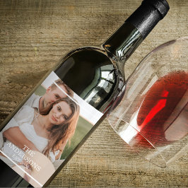 Modernes Couple Collage Foto & Minimal Familienges Weinetikett