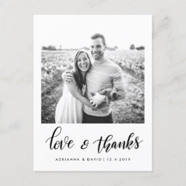 Modernes Couple Foto Liebe & dank Script Postkarte